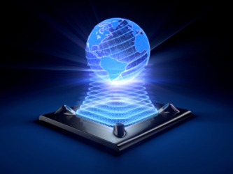 An image of the earth produced by holography. An image of the earth produced by holography.