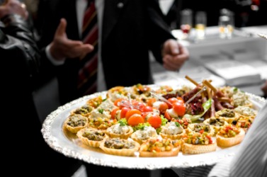 A plate of hors d'oeuvres. A plate of hors d'oeuvres.