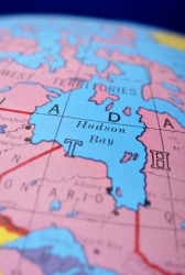 A global map showing Hudson Bay. A global map showing Hudson Bay.