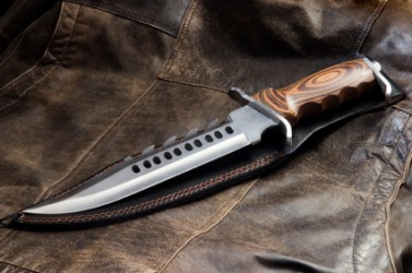 A large hunting knife. A large hunting knife.