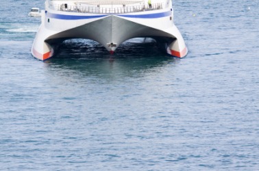 A hydrofoil ferry. A hydrofoil ferry.