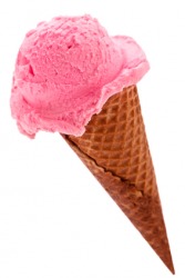 Strawberry ice-cream in an ice-cream cone. Strawberry ice-cream in an ice-cream cone.