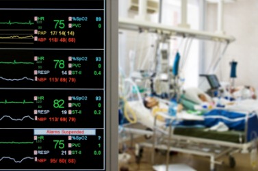 Patients in an ICU ward. Patients in an ICU ward.