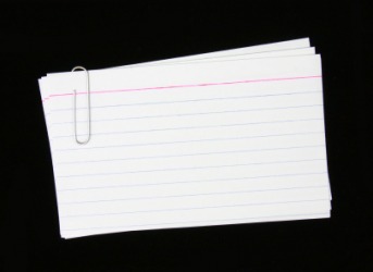 Index cards held by a paper clip. Index cards held by a paper clip.