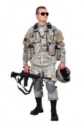 This soldier is part of the United States infantry. This soldier is part of the United States infantry.