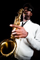 A musician plays music born in the Jazz Age. A musician plays music born in the Jazz Age.