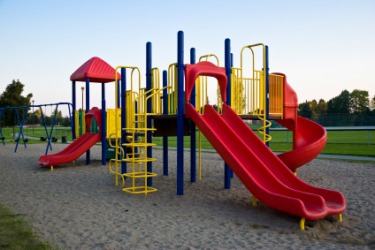A brightly colored jungle gym. A brightly colored jungle gym.
