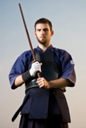 A kendo fighter. A kendo fighter.