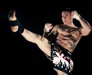 A kickboxing fighter. A kickboxing fighter.