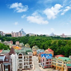 Multicolored buildings in Kiev. Multicolored buildings in Kiev.