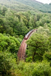A train runs through Killiecrankie pass. A train runs through Killiecrankie pass.