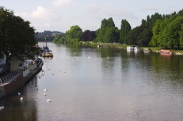 A view down the river at Kingston upon Thames. A view down the river at Kingston upon Thames.