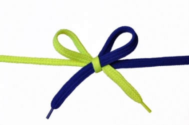 Different shoelaces tied in a knot. Different shoelaces tied in a knot.