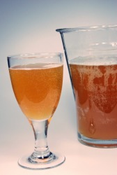 A glass of kombucha. A glass of kombucha.