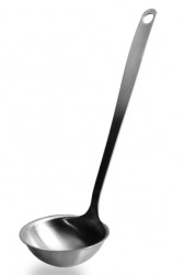 A metal ladle. A metal ladle.