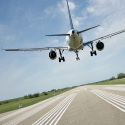 An airplane about to land. An airplane about to land.