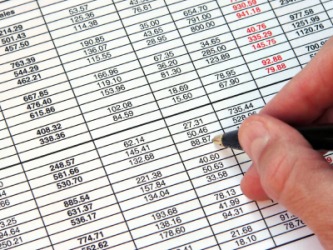 Accounts being entered into a ledger. Accounts being entered into a ledger.