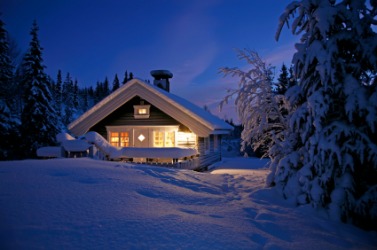A snowbound ski lodge. A snowbound ski lodge.