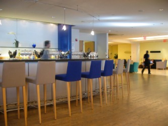 An airport club lounge. An airport club lounge.
