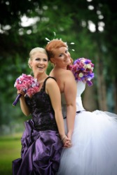 A bride with her maid of honor. A bride with her maid of honor.