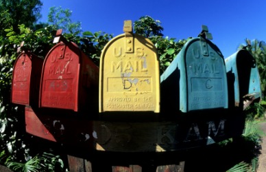 Colorful mailboxes. Colorful mailboxes.