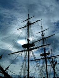 The masts of an old sailing ship. The masts of an old sailing ship.