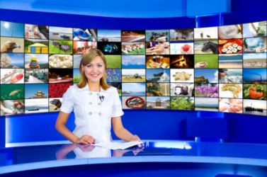 A television newsreader. A television newsreader.