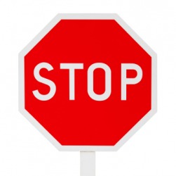 This stop sign is an octagon. This stop sign is an octagon.