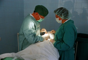 A patient under going oral surgery. A patient under going oral surgery.