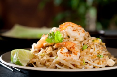 A plate of pad thai. A plate of pad thai.