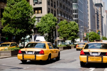 Taxi cabs along Park Avenue. Taxi cabs along Park Avenue.