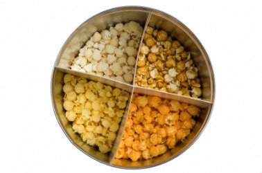 Each quadrant contains a different kind of popcorn. Each quadrant contains a different kind of popcorn.