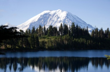 A view of Mount Rainier. A view of Mount Rainier.