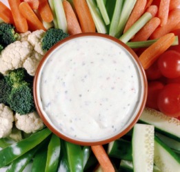 Vegetables served with ranch dressing. Vegetables served with ranch dressing.