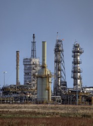 A gas refinery. A gas refinery.