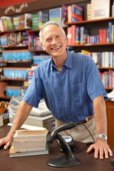 A salesman at a bookstore. A salesman at a bookstore.