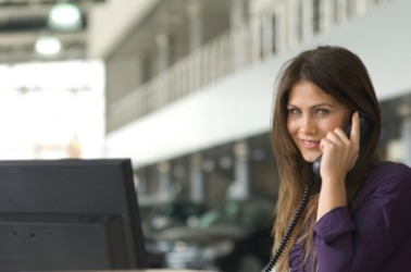 A secretary on the phone. A secretary on the phone.