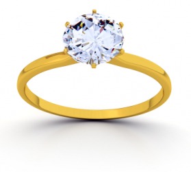 A diamond in a gold setting. A diamond in a gold setting.