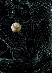 Glass shattered by a baseball. Glass shattered by a baseball.