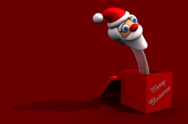 The jack-in-the-box springs out to surprise you. The jack-in-the-box springs out to surprise you.