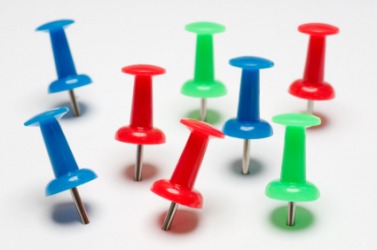 Colorul tacks for a bulletin board. Colorul tacks for a bulletin board.