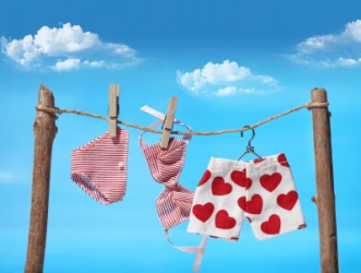 Undergarments on a clothesline. Undergarments on a clothesline.