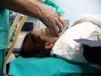 A woman about to undergo surgery. A woman about to undergo surgery.