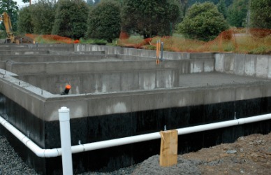 The underpinning of a house. The underpinning of a house.