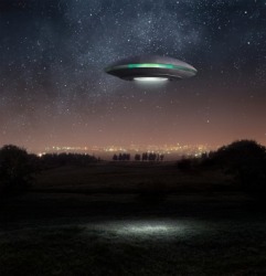 An illustration of an unidentified flying object. An illustration of an unidentified flying object.