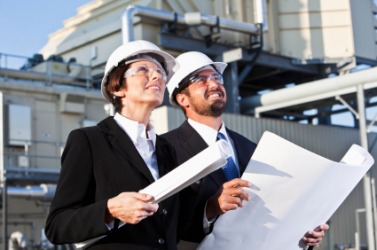 Two employees of a utility company. Two employees of a utility company.