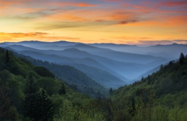 A mist filled valley. A mist filled valley.