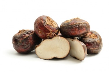 A pile of water chestnuts. A pile of water chestnuts.