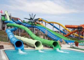 Slides in a water park. Slides in a water park.