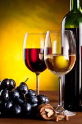 Glasses of red and white wine. Glasses of red and white wine.